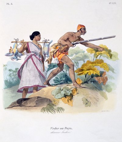 Indiase jager met musket, 1827-35 door M.E. Burnouf